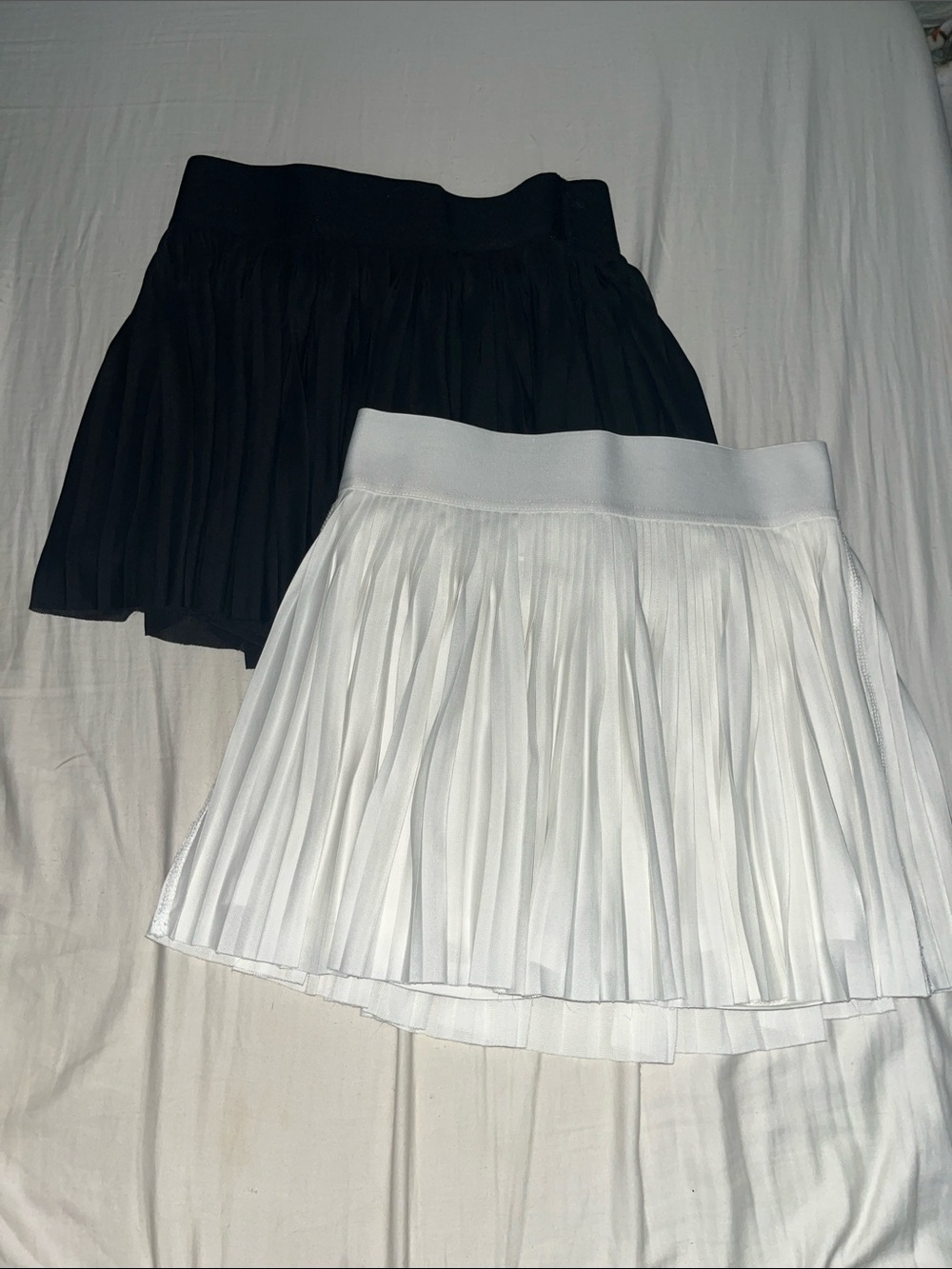 Vanilla Star Black and White Pleated Skater Skirts